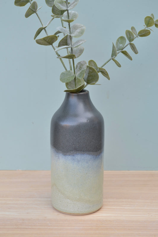 Bottle Vase- Charcoal and Apple Blossom