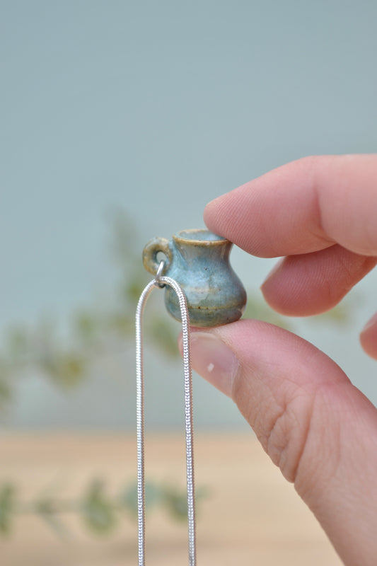 Tiny hand-thrown ceramic vase necklace