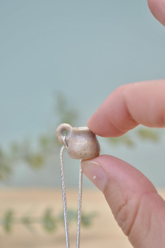 Tiny hand-thrown ceramic vase necklace