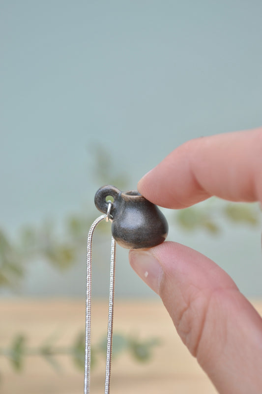 Tiny hand-thrown ceramic vase necklace