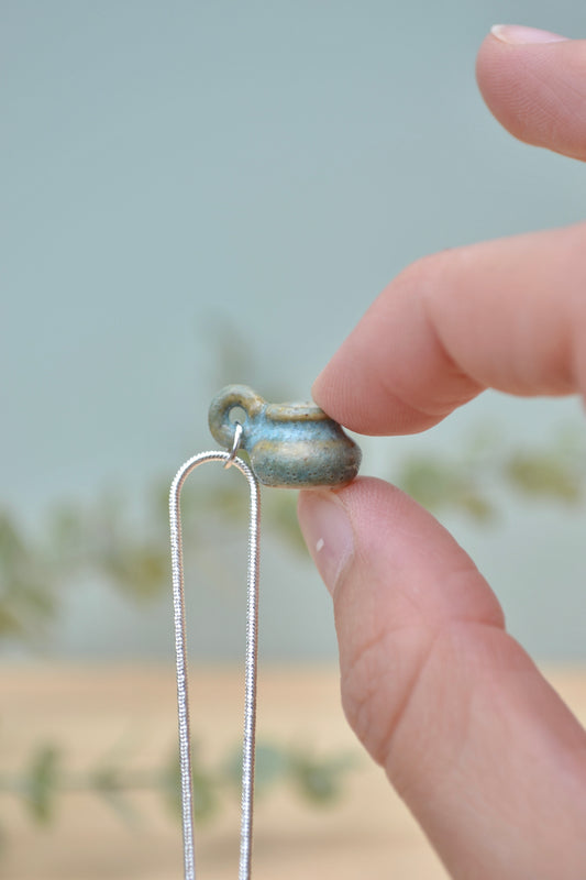 Tiny hand-thrown ceramic vase necklace
