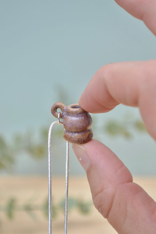 Tiny hand-thrown ceramic vase necklace