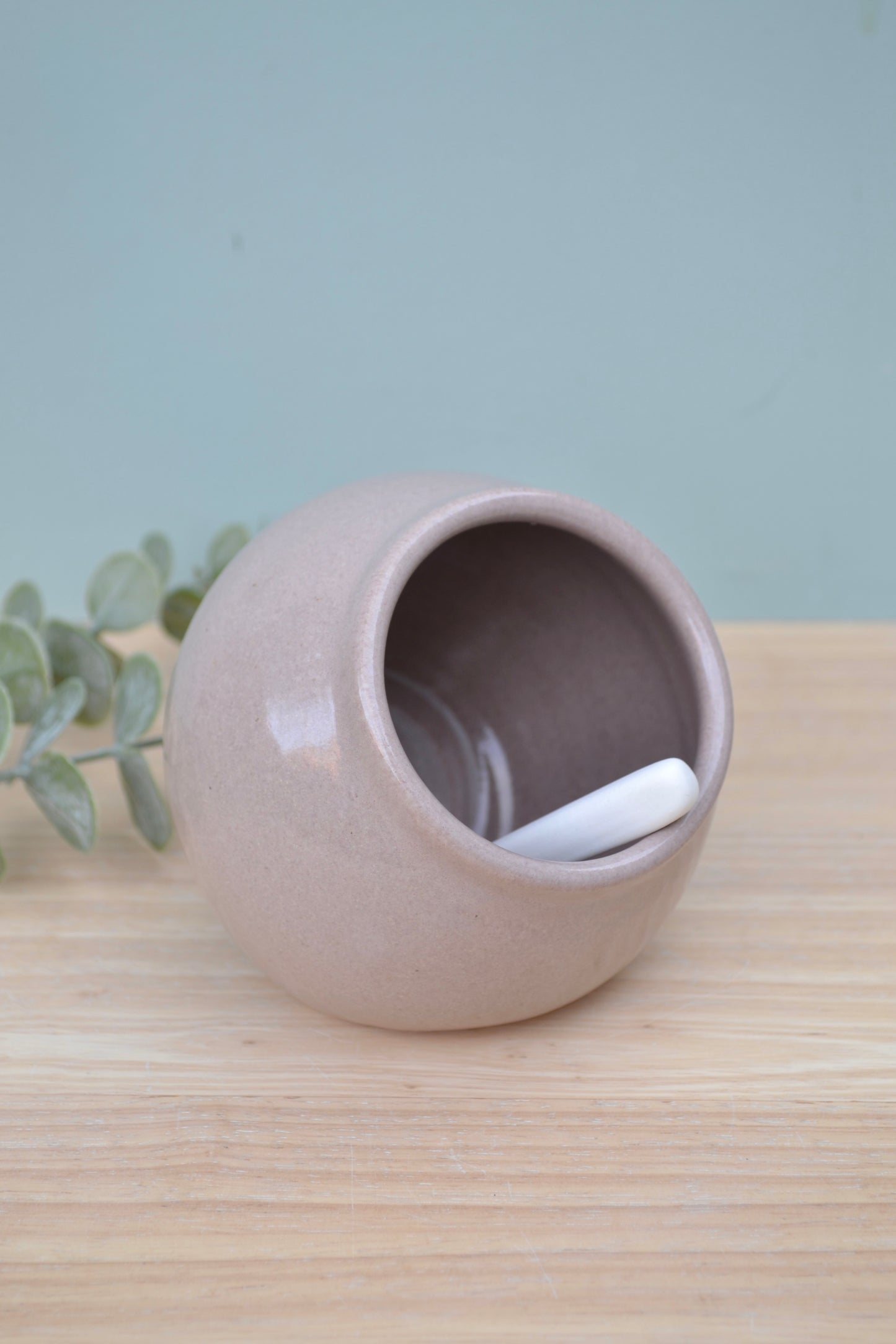 Salt Pig and Spoon Set- Dusty Pink