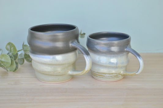 Spiral Mug- Charcoal and Apple Blossom