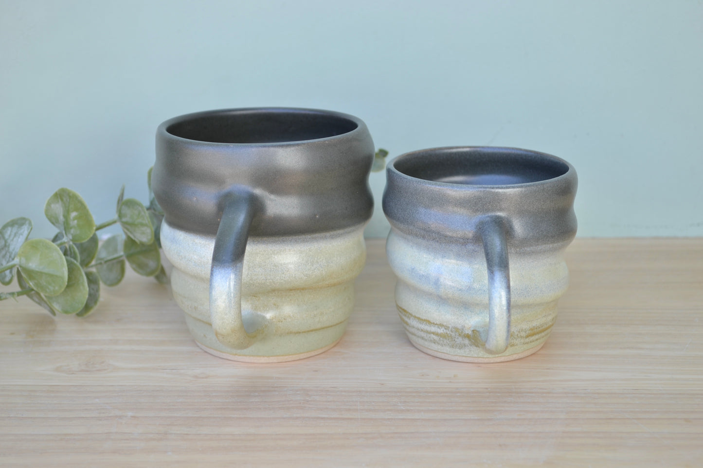 Spiral Mug- Charcoal and Apple Blossom