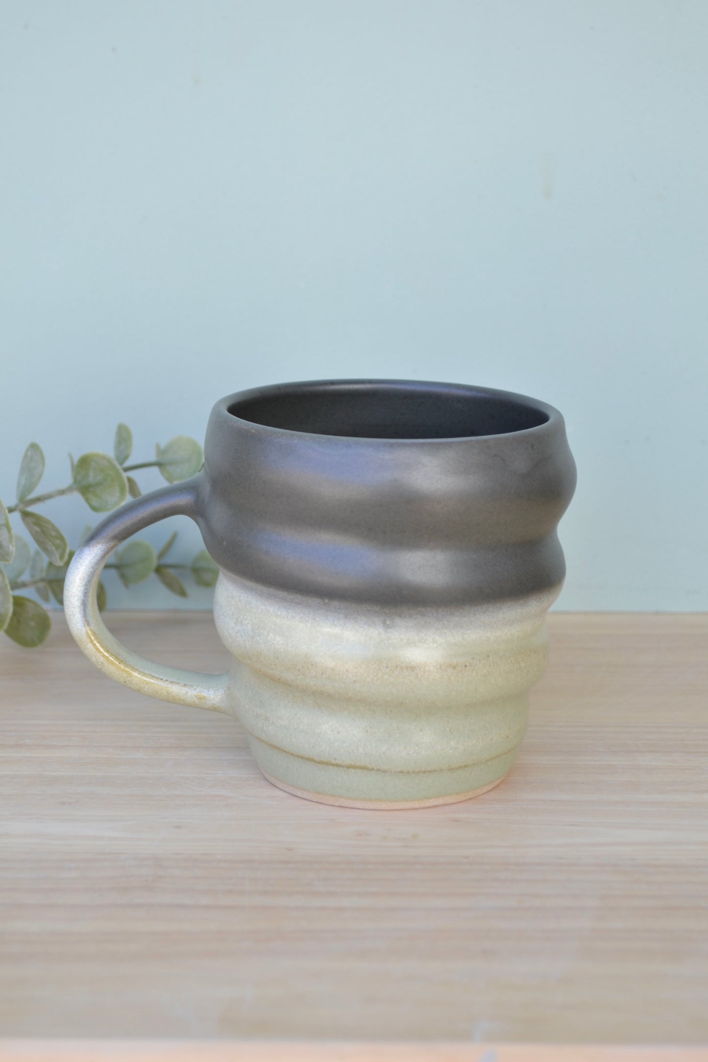 Spiral Mug- Charcoal and Apple Blossom