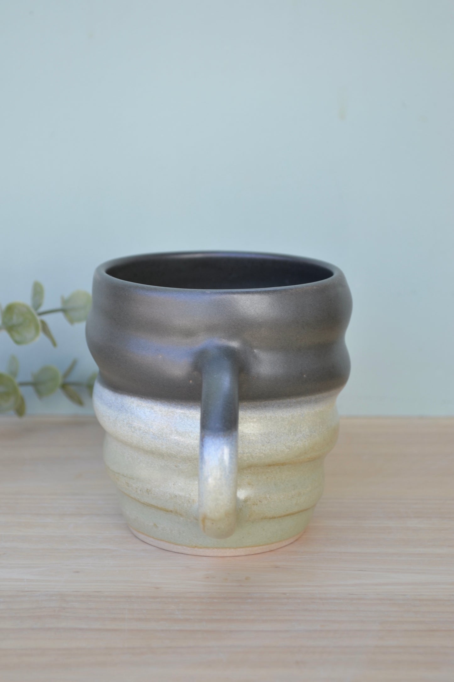 Spiral Mug- Charcoal and Apple Blossom