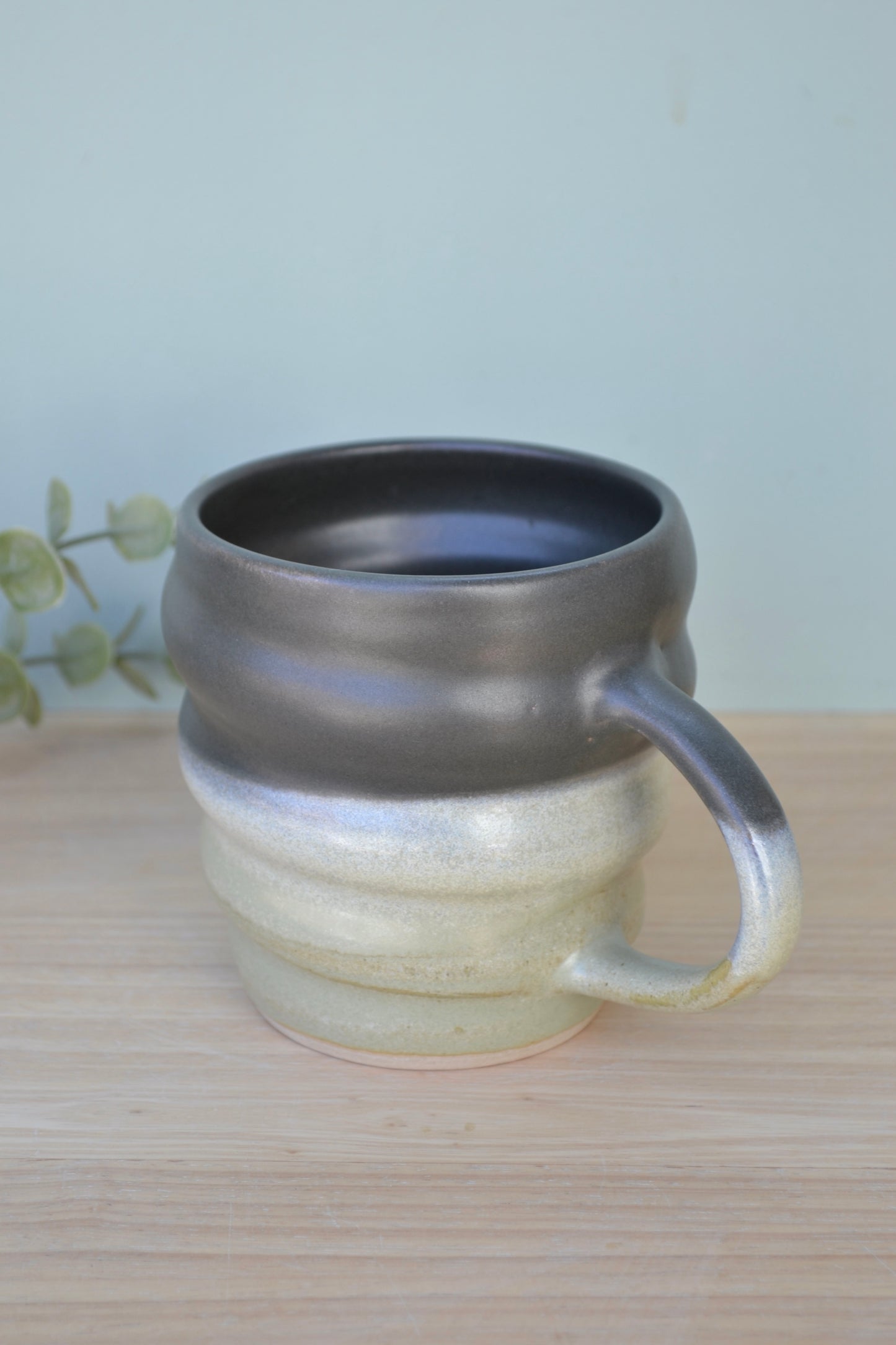 Spiral Mug- Charcoal and Apple Blossom