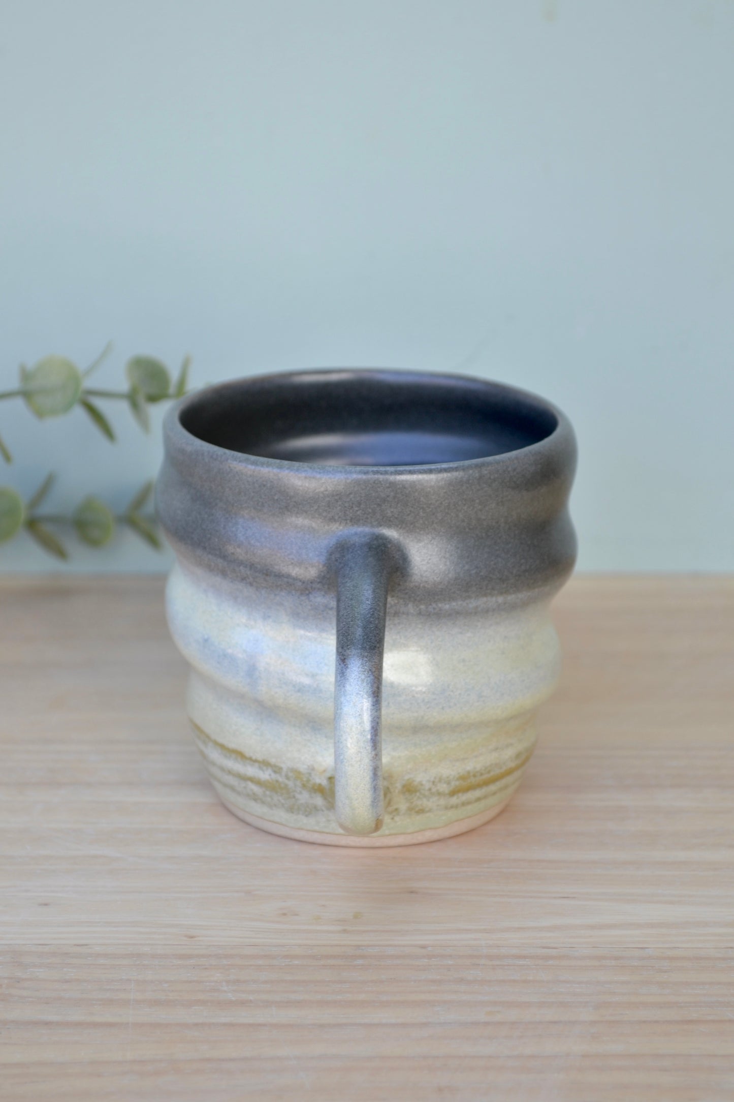 Spiral Mug- Charcoal and Apple Blossom