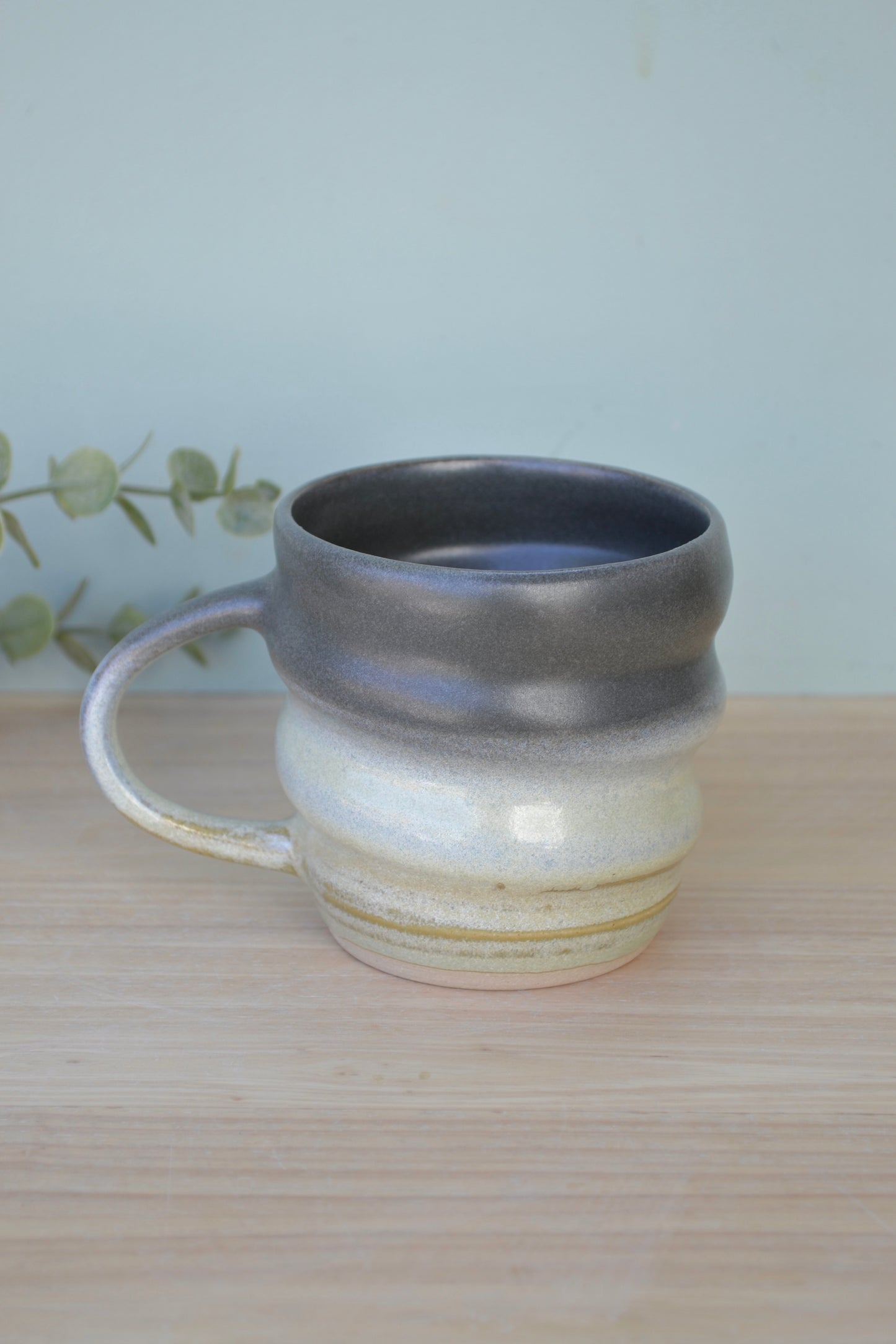 Spiral Mug- Charcoal and Apple Blossom