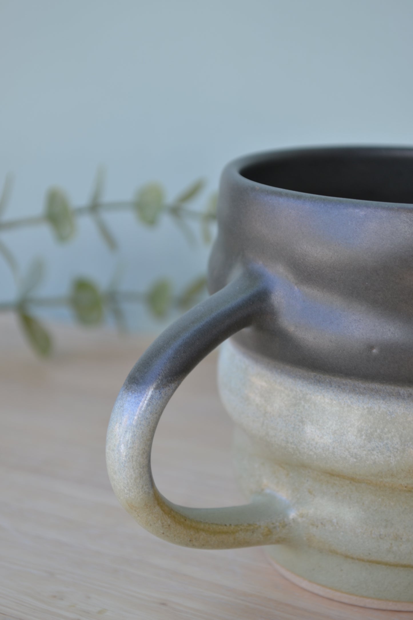 Spiral Mug- Charcoal and Apple Blossom