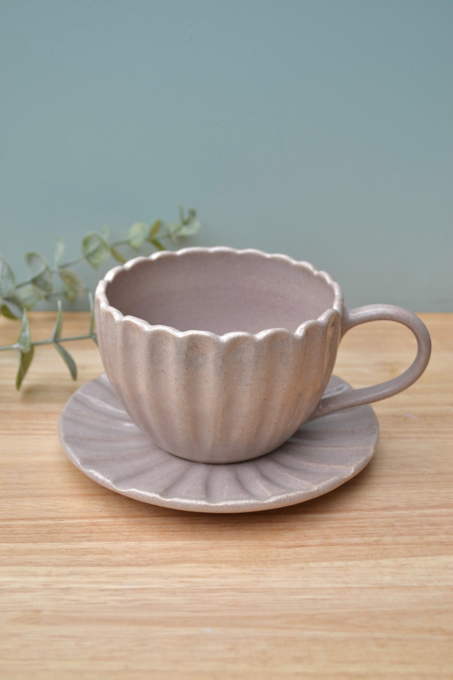 Dusty Pink Tea Cup and Saucer
