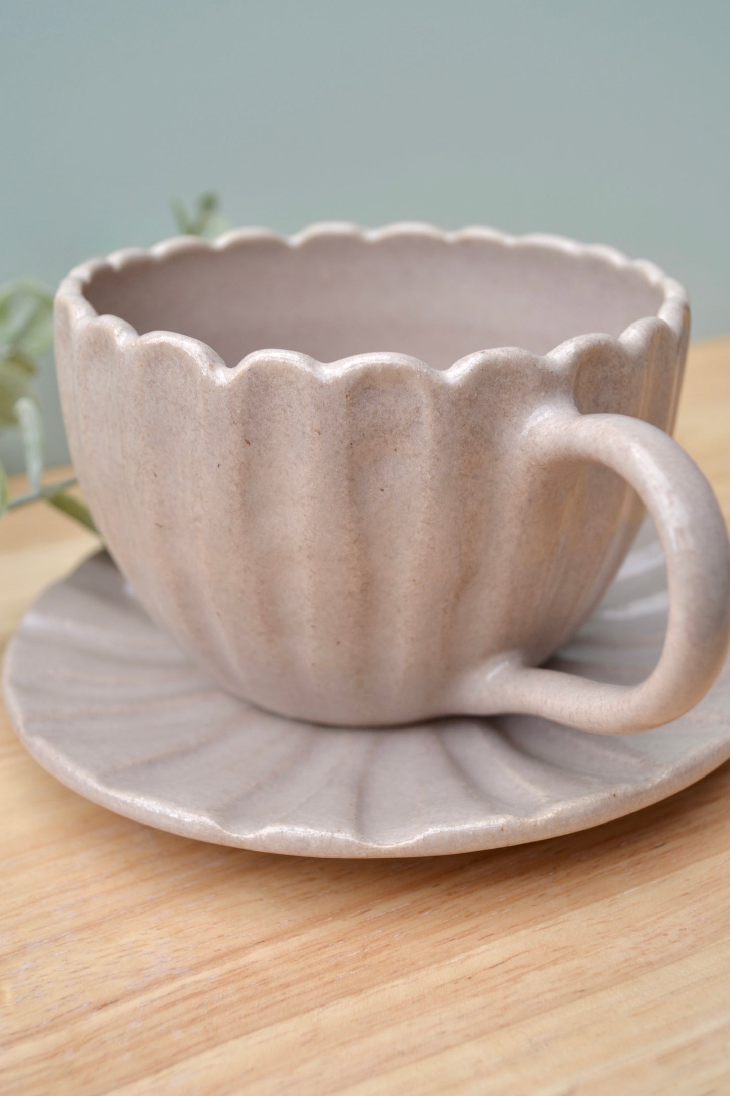 Dusty Pink Tea Cup and Saucer