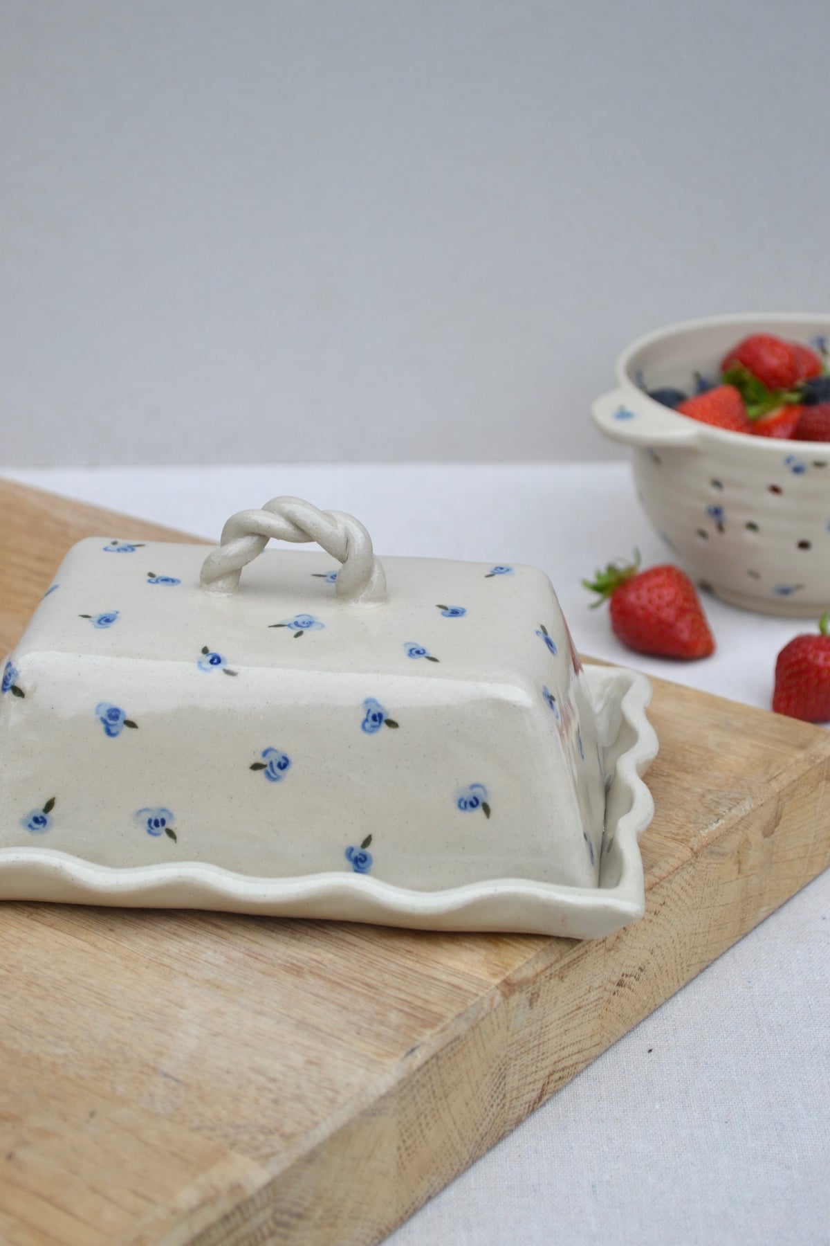Butter Dish- Blue Floral