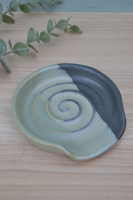 Spoon Rest- Charcoal and Apple Blossom