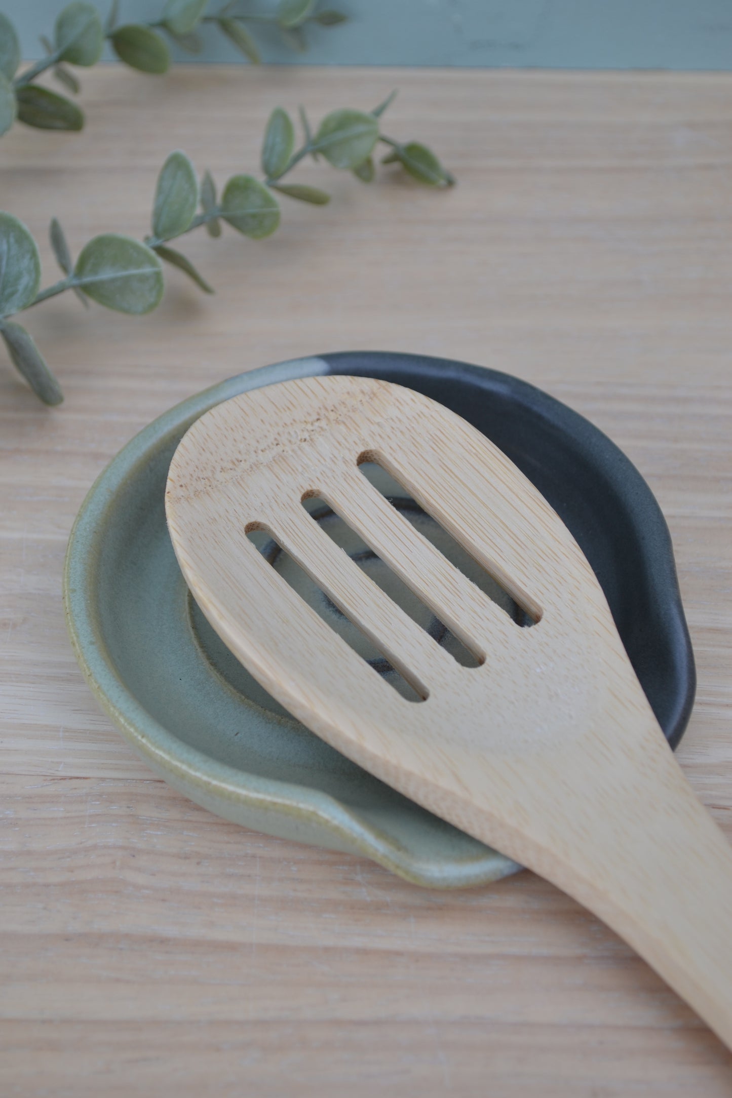 Spoon Rest- Charcoal and Apple Blossom