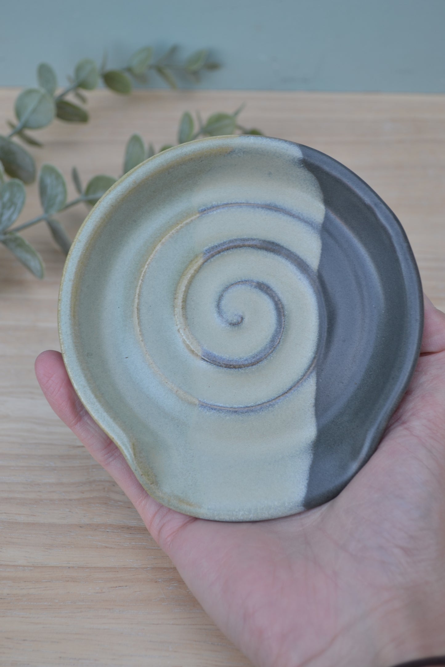 Spoon Rest- Charcoal and Apple Blossom