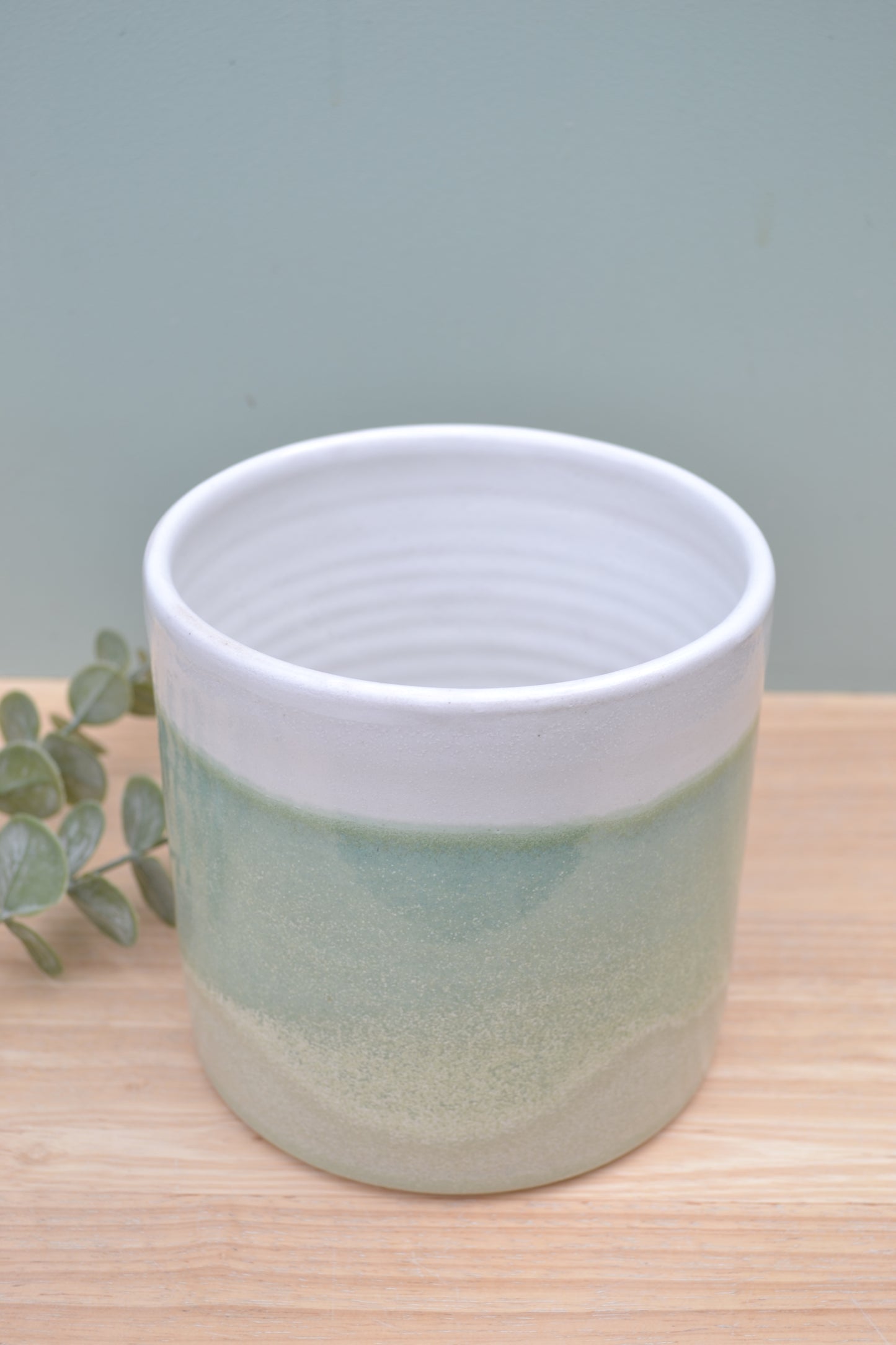 Plant Pot- Apple Blossom and White