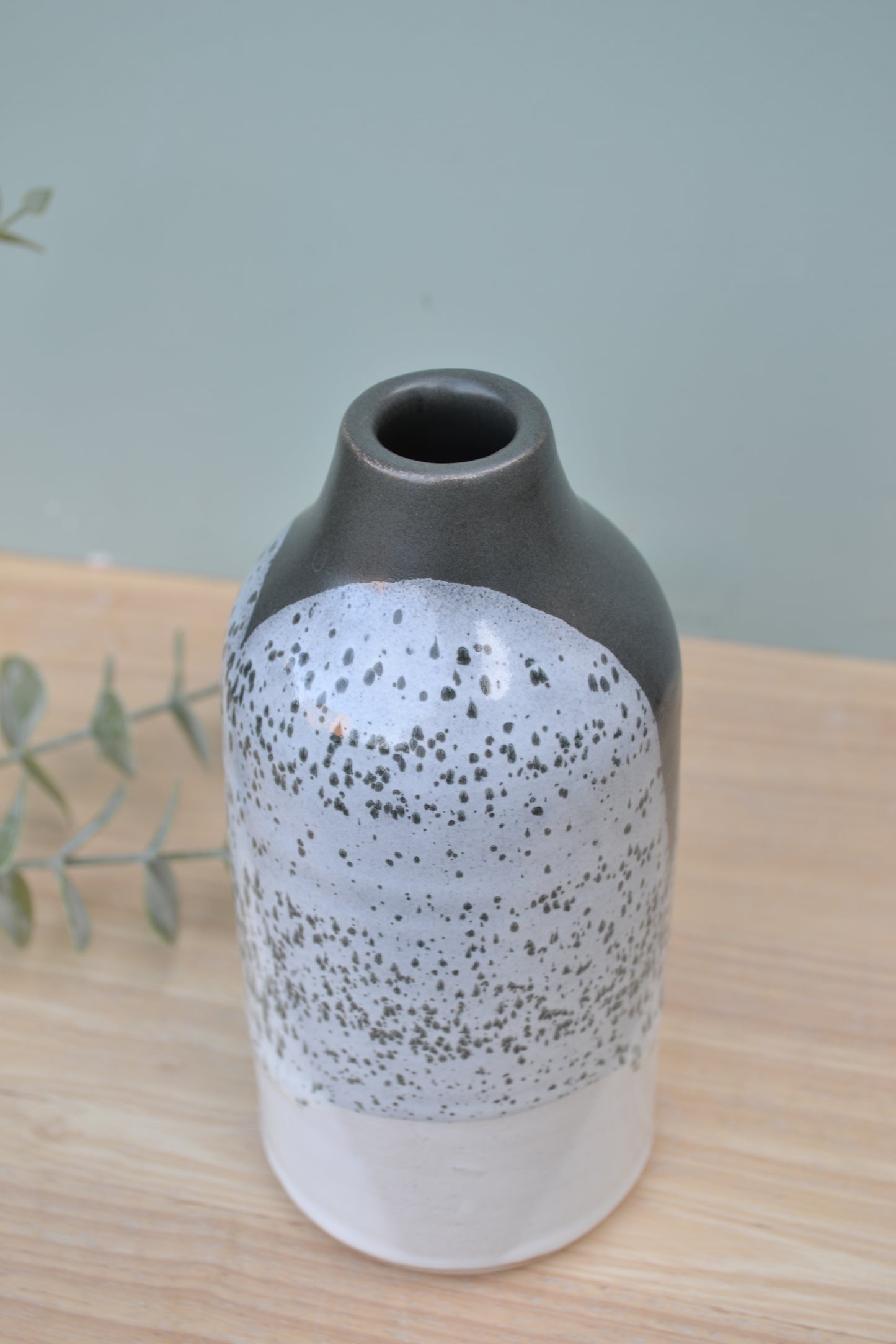 Bottle Vase- Charcoal and White
