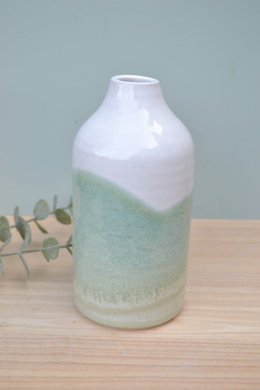 Bottle Vase- Apple Blossom and White