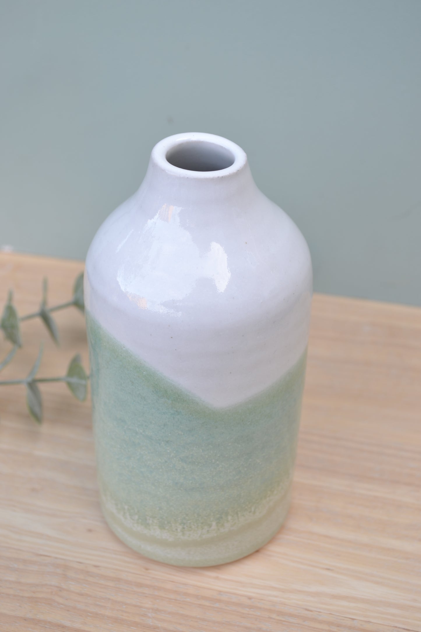 Bottle Vase- Apple Blossom and White