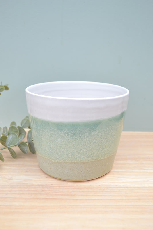 Tapered Plant Pot- Apple Blossom and White