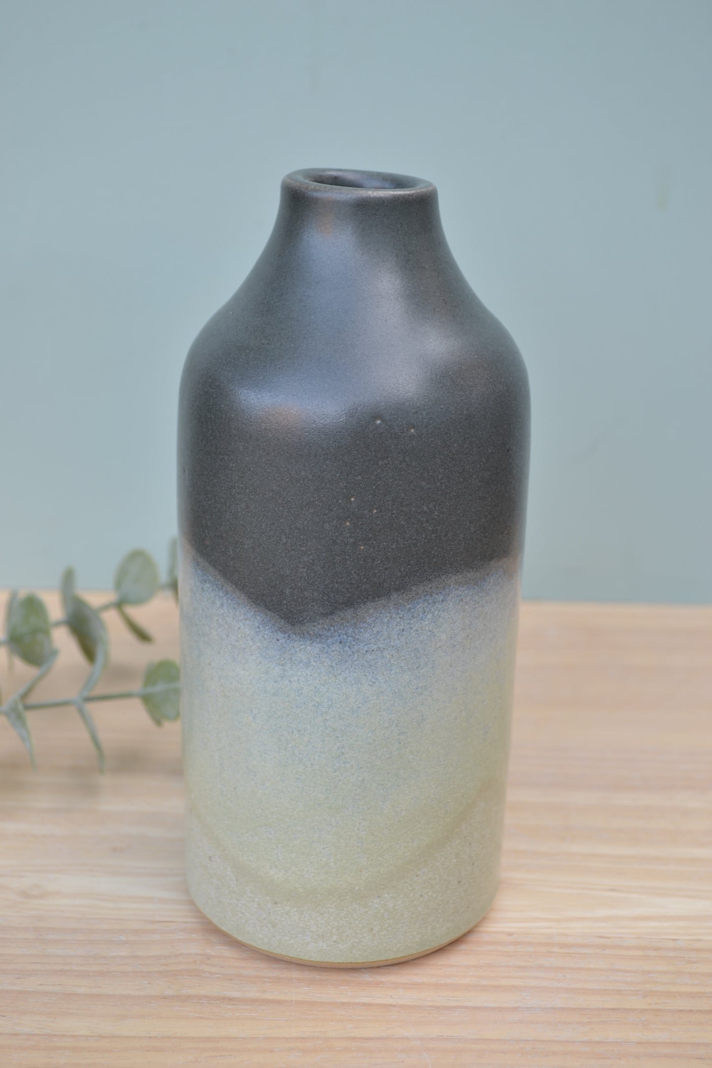 Bottle Vase- Charcoal and Apple Blossom