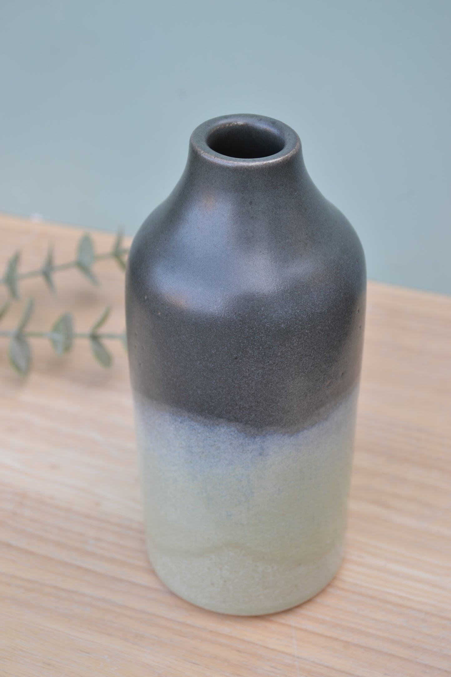 Bottle Vase- Charcoal and Apple Blossom