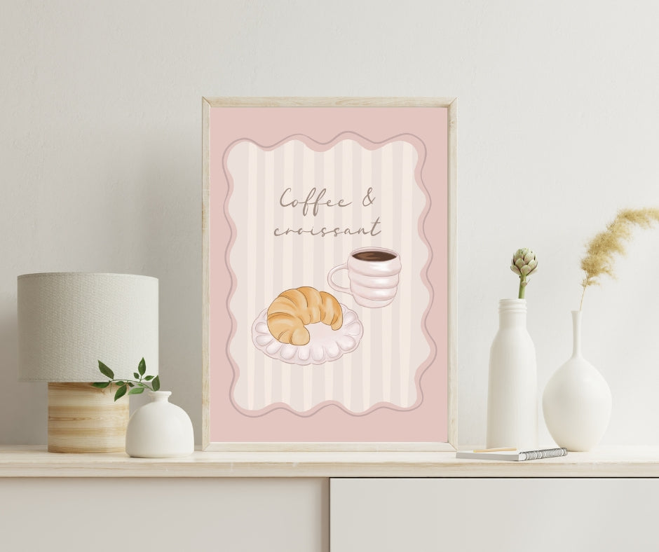 'Coffee & Croissant' Unframed Print