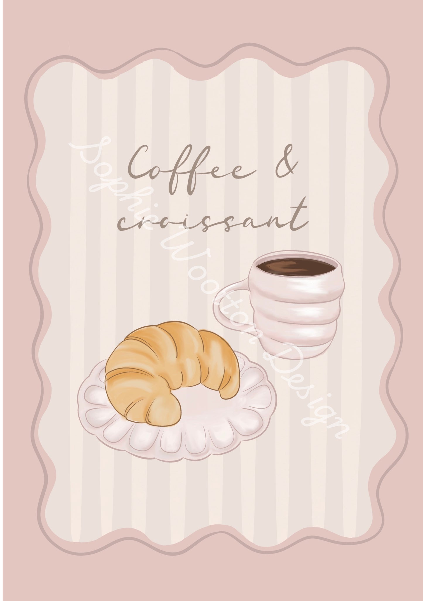 'Coffee & Croissant' Unframed Print