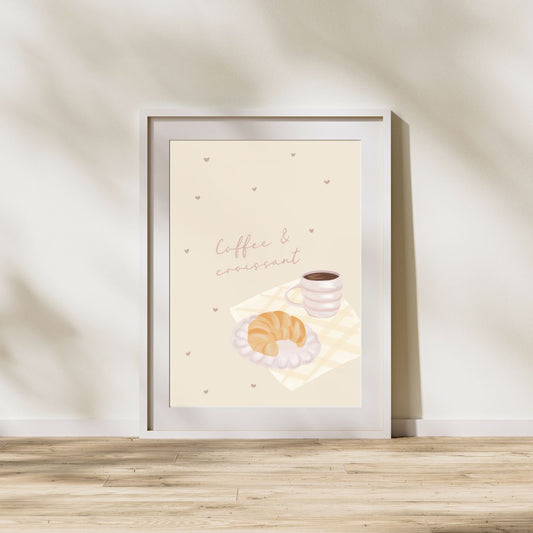 'Coffee & Croissant' Unframed Print