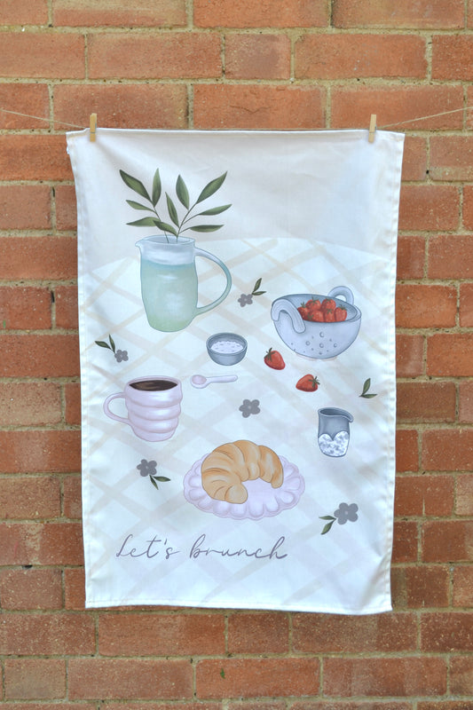 'Lets Brunch' Tea Towel