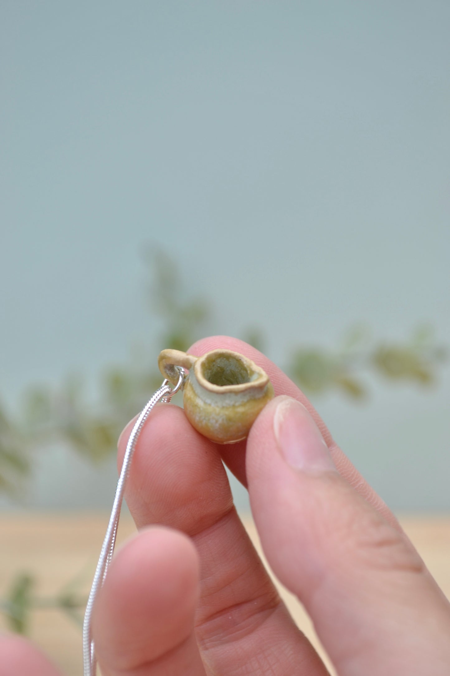 Tiny hand-thrown ceramic jug necklace