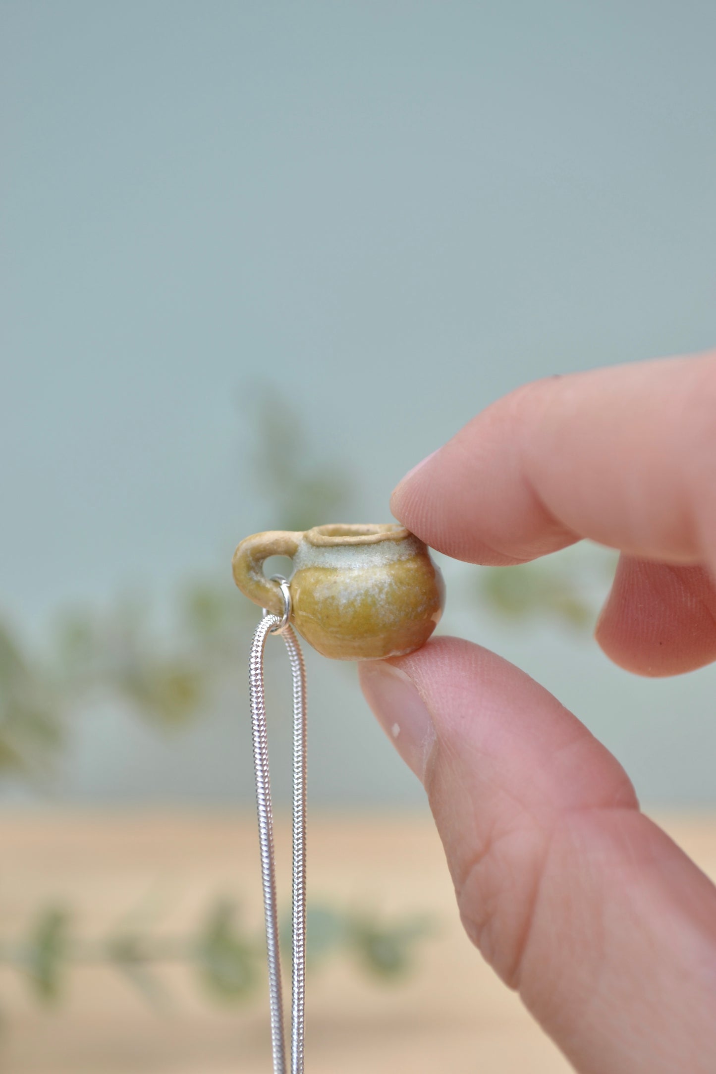 Tiny hand-thrown ceramic jug necklace