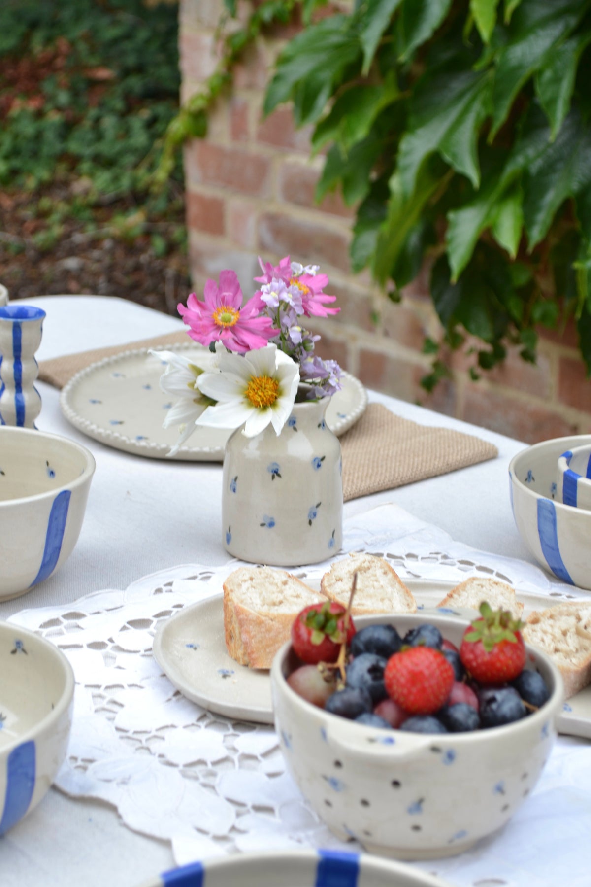 Berry Bowl- Blue Floral *Seconds*