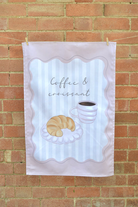 'Coffee & Croissant' Tea Towel