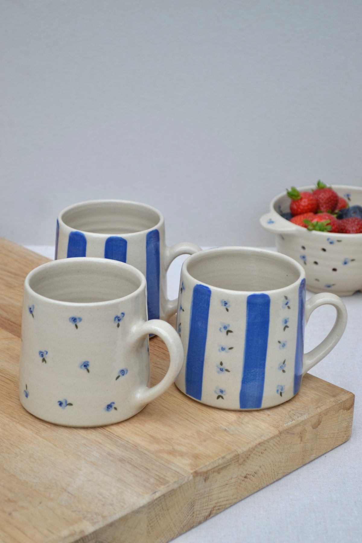 Mug- Blue Floral Stripe