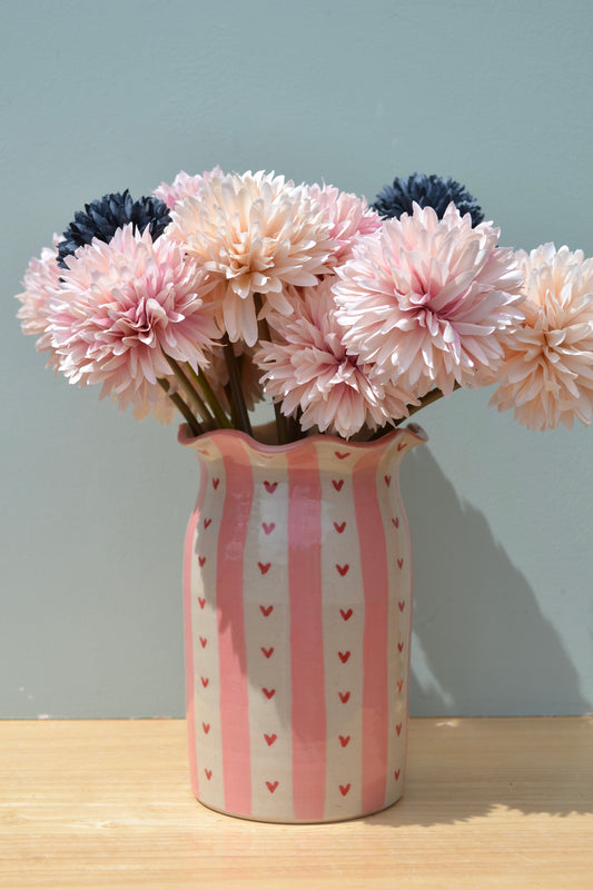 Heart Stripe Frilled Vase