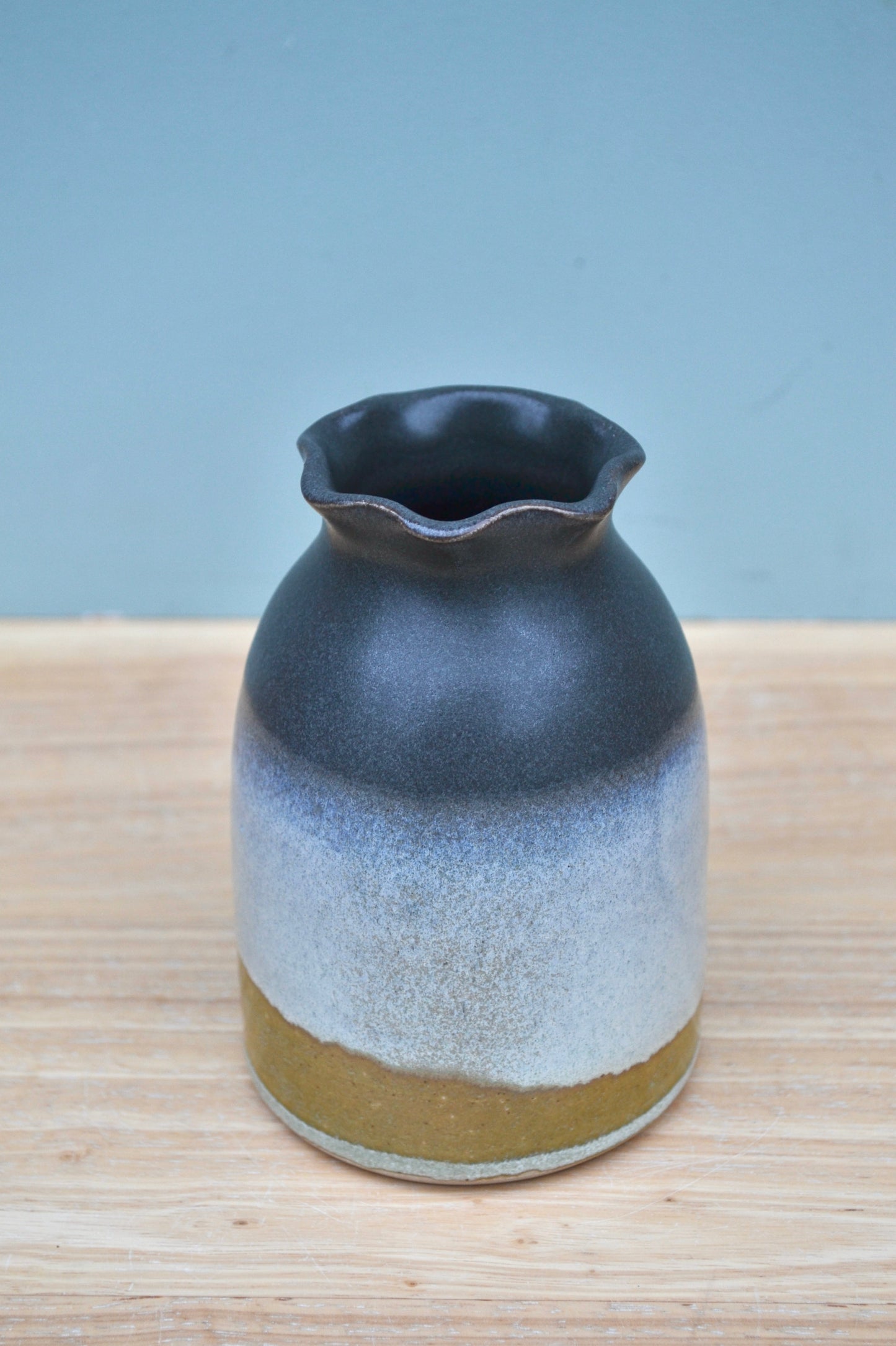 Frill Edge Vase- Charcoal and Apple Blossom