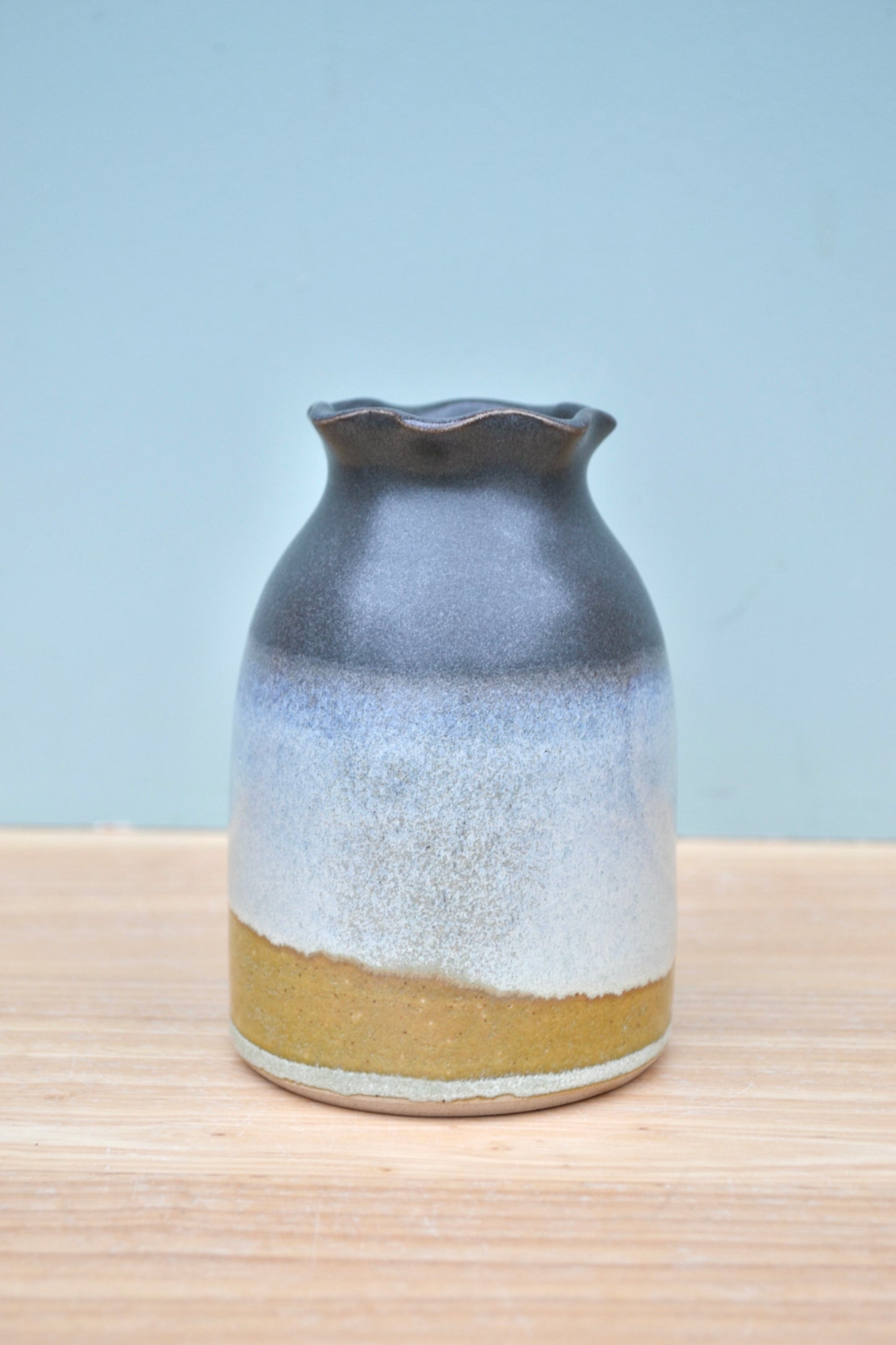 Frill Edge Vase- Charcoal and Apple Blossom