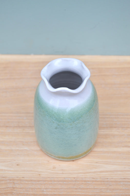 Frill Edge Vase-Apple Blossom and White