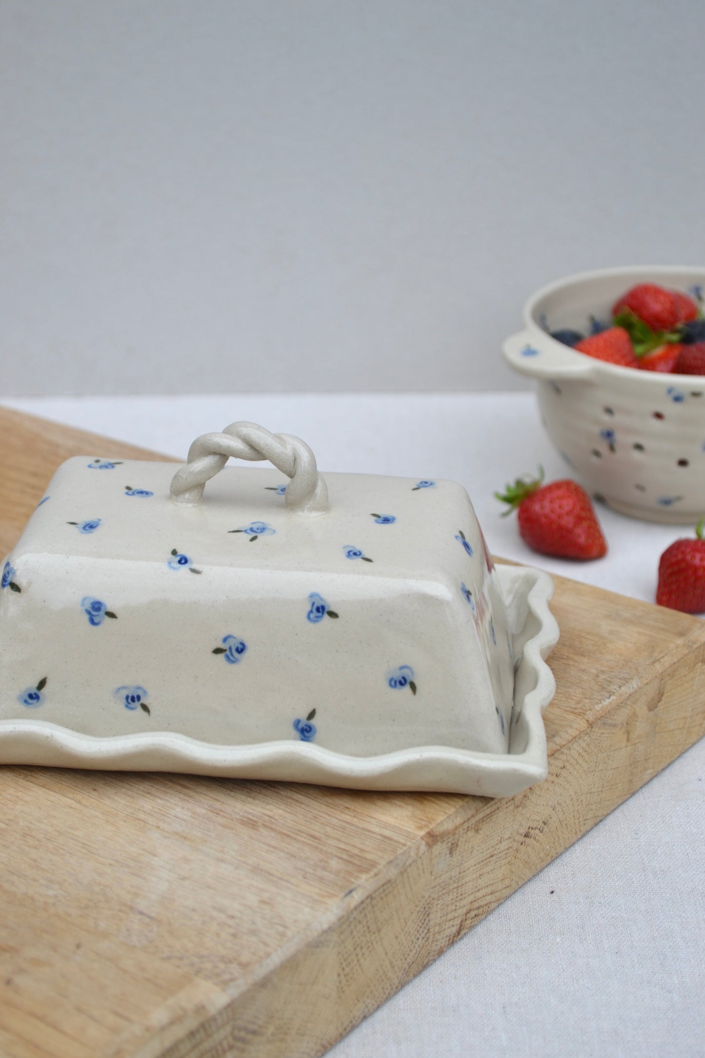 Butter Dish- Blue Floral