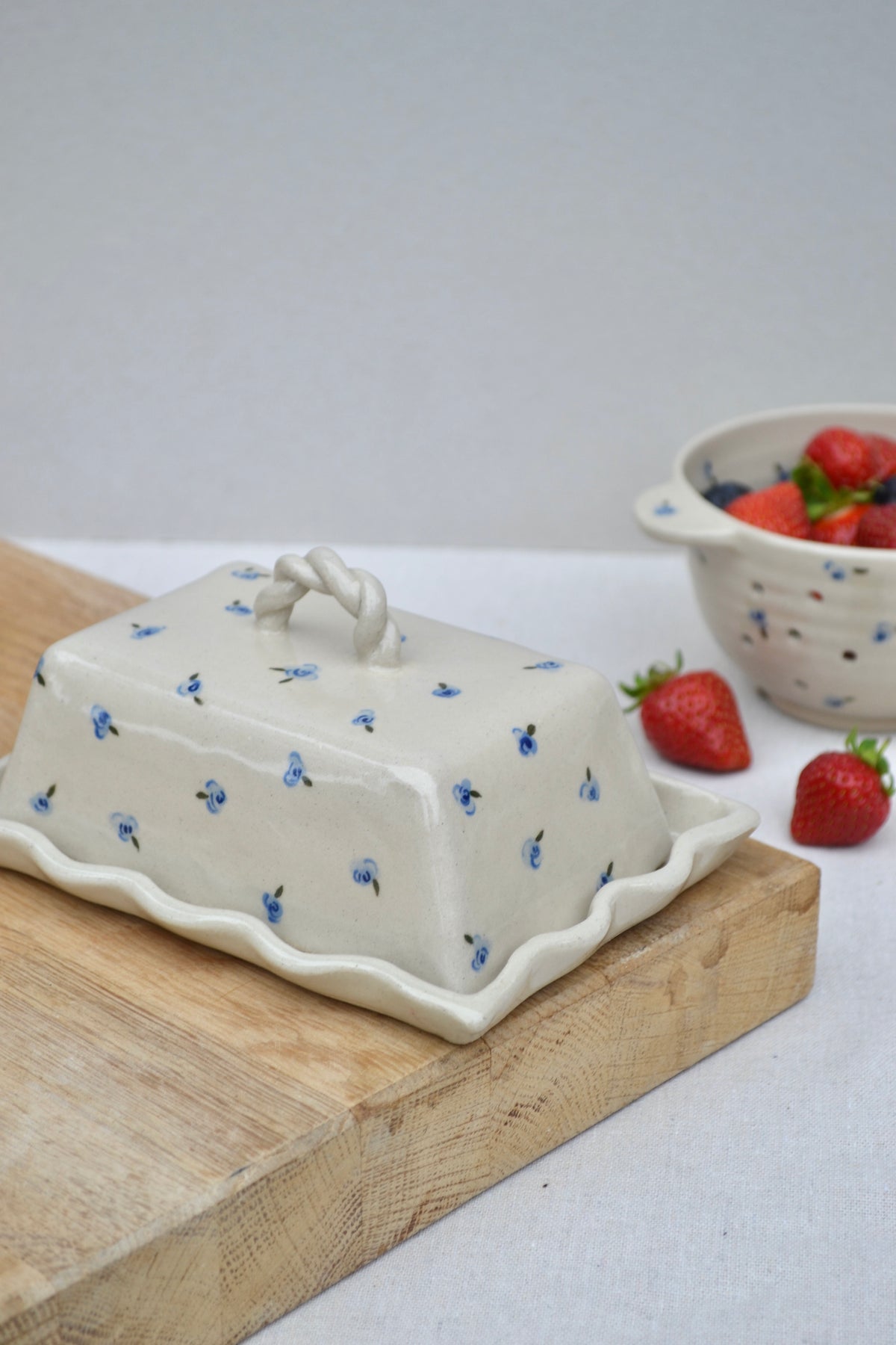 Butter Dish- Blue Floral