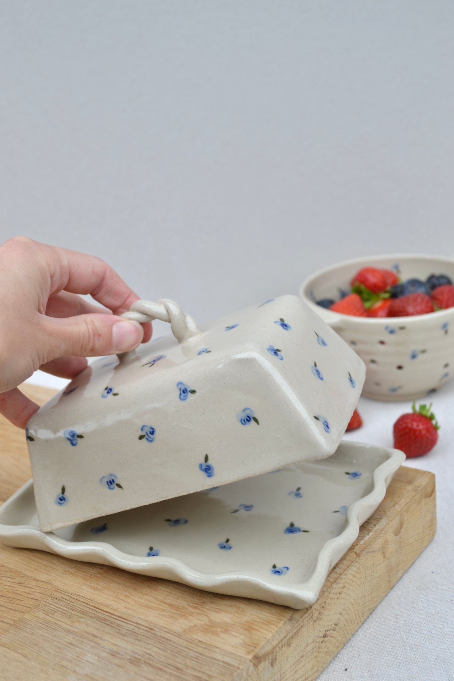 Butter Dish- Blue Floral
