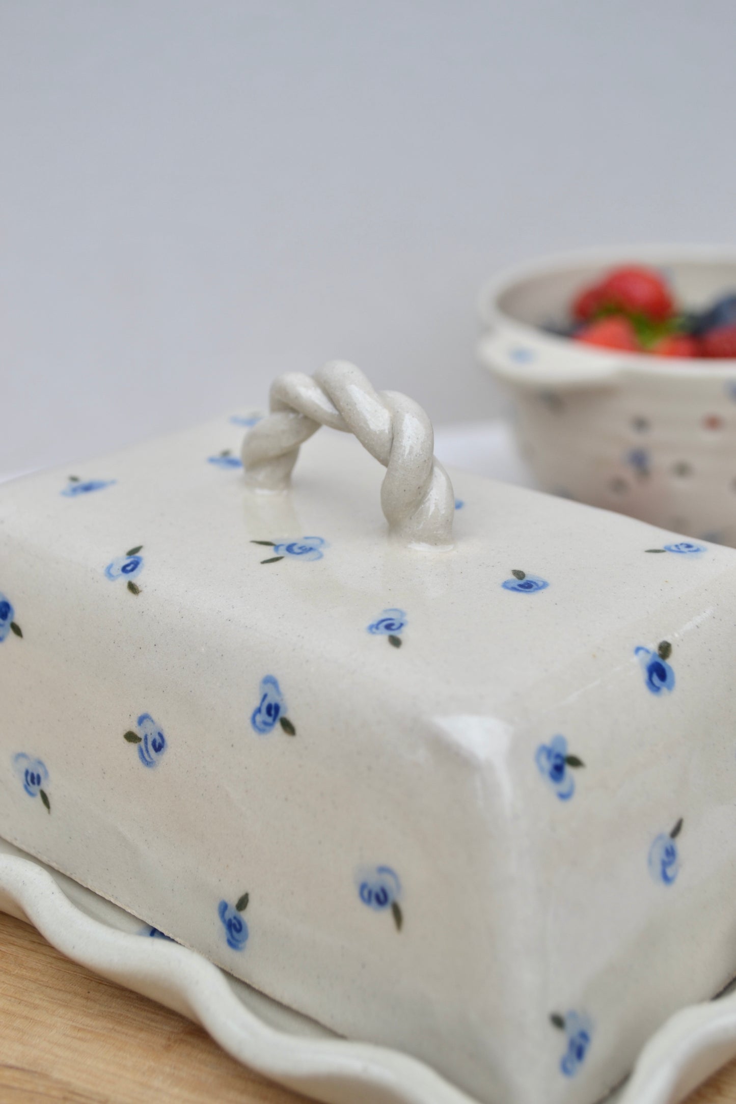 Butter Dish- Blue Floral