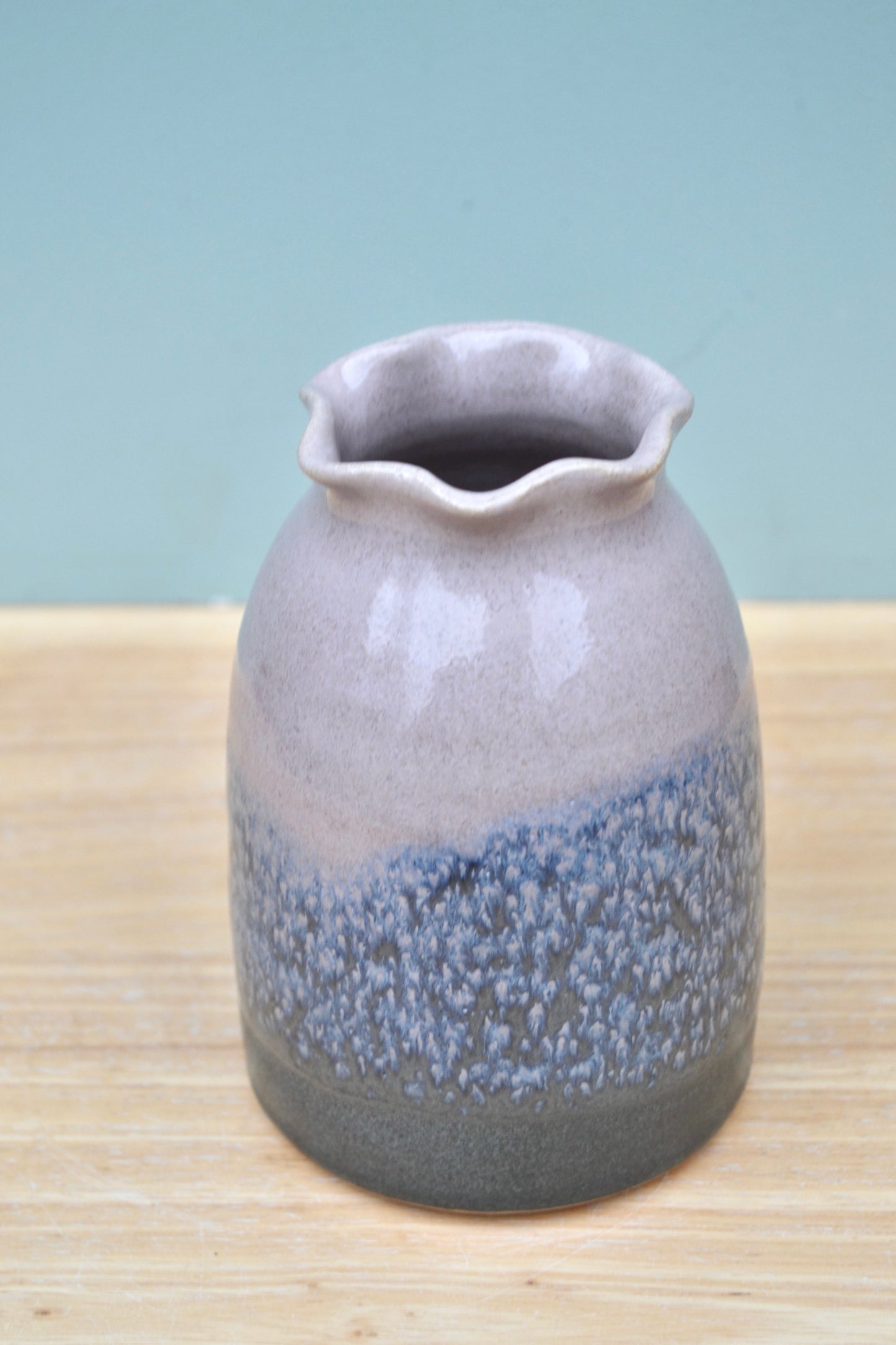 Frill Edge Vase- Charcoal and Pink