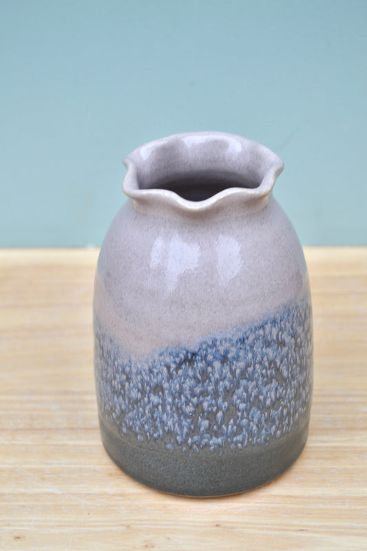Frill Edge Vase- Charcoal and Pink
