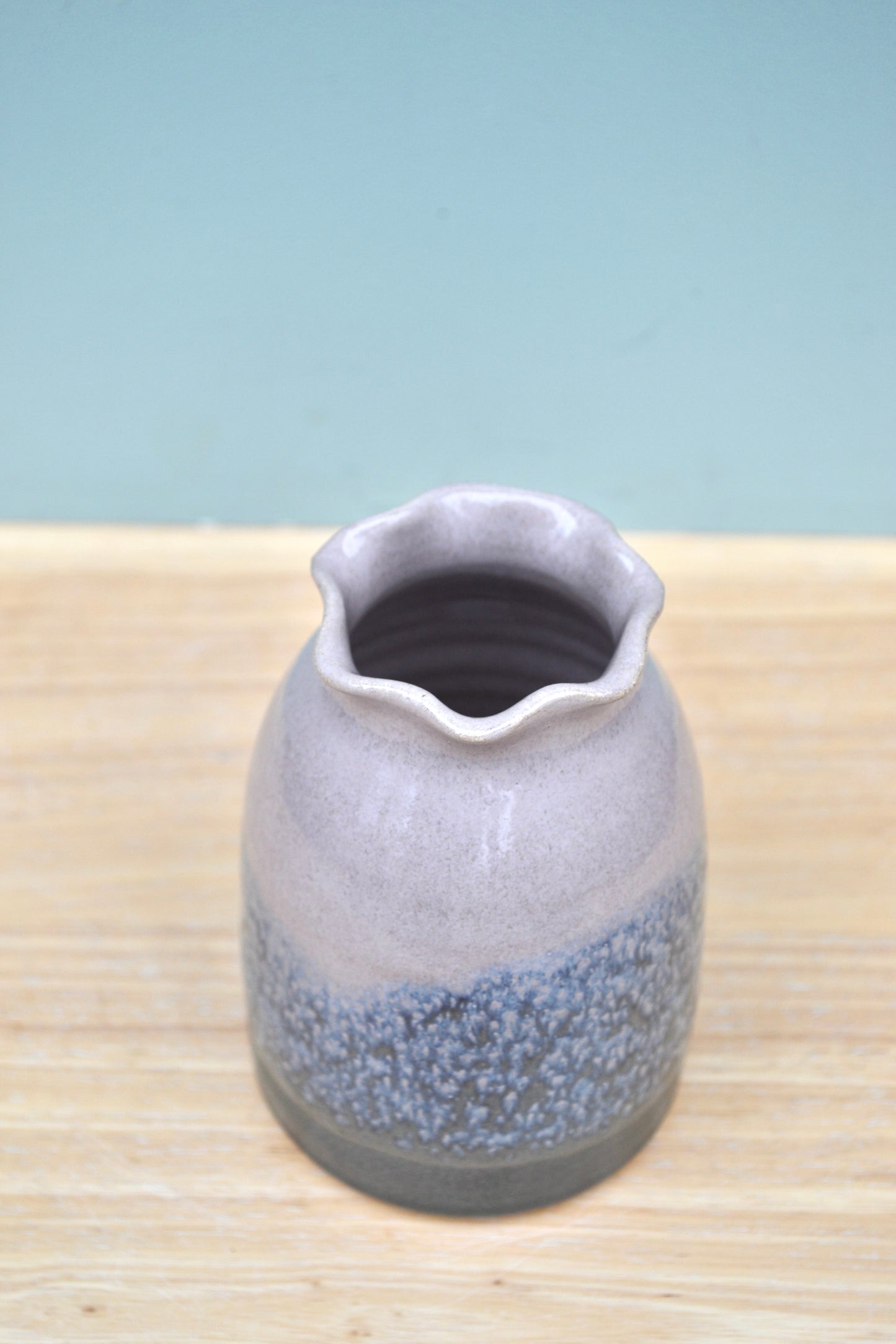 Frill Edge Vase- Charcoal and Pink