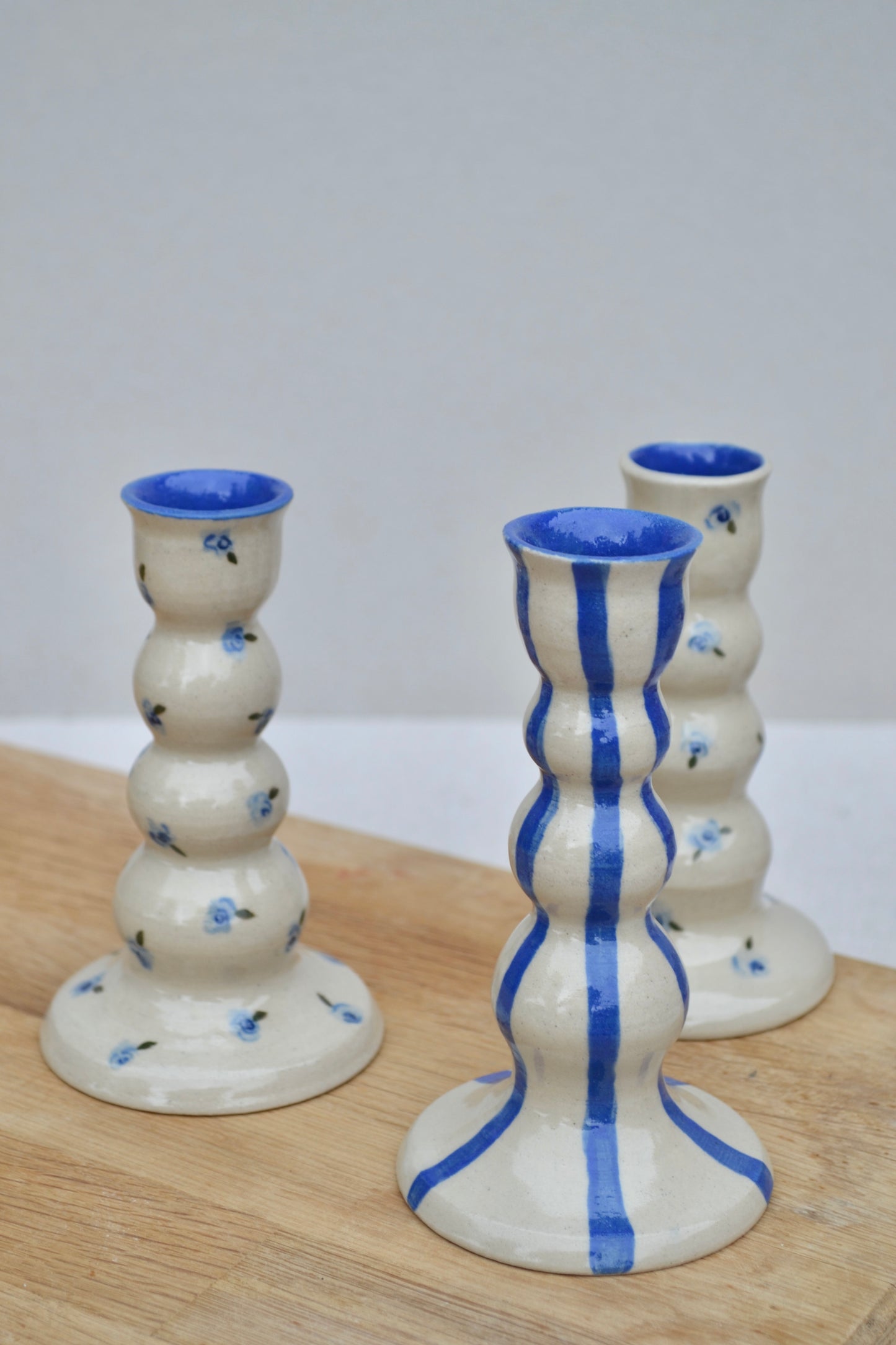 Candlesticks- Blue Floral