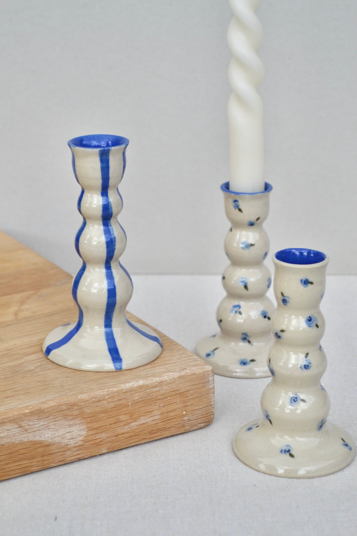 Candlesticks- Blue Floral